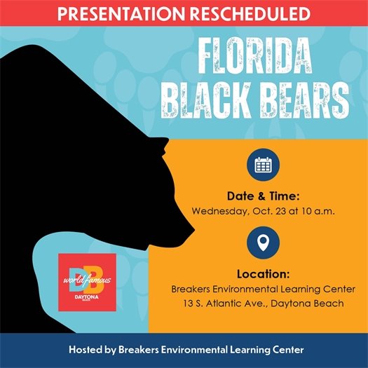 Wednesday, Oct. 23 Florida Black Bear Presentation at Breakers Environmental Learning Center